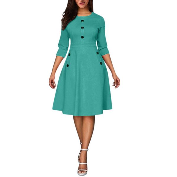 dress women vintage princess o neck 3 4 sleeved button party aline swing dignified noble popular short dress summer, Black;gray
dress women vintage princess o neck 3 4 sleeved button party aline swing dignified noble popular short dress summer, Black;gray