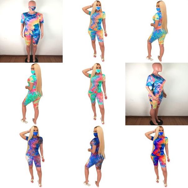 woman summer clothes with face mask 2 two piece tracksuits wholesale tie dye t shirt biker shorts outfits sets streetwear jogging wom iycfwv, Gray 
woman summer clothes with face mask 2 two piece tracksuits wholesale tie dye t shirt biker shorts outfits sets streetwear jogging wom iycfwv, Gray