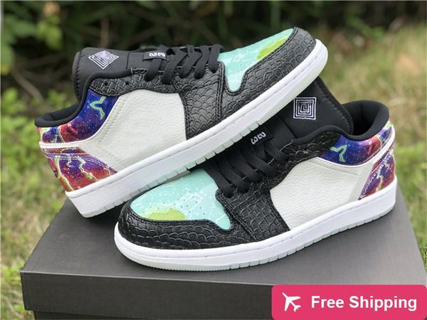 authentic 1 low galaxy basketball shoes men women glow in the dark black multi color white snake cw7309 -090 sneakers with original bo
authentic 1 low galaxy basketball shoes men women glow in the dark black multi color white snake cw7309 -090 sneakers with original bo