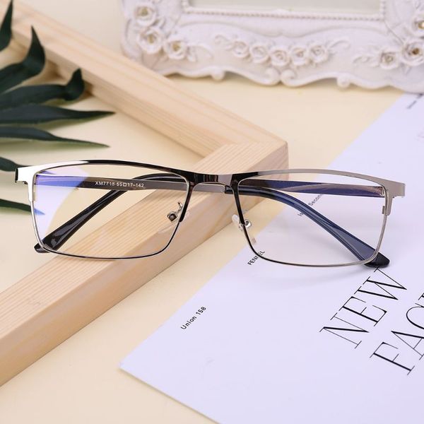 men business eye glasses retangular metal frame anti blue rays optical eyewear, Black
men business eye glasses retangular metal frame anti blue rays optical eyewear, Black