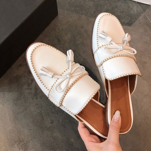 fringe round toe slip on female summer wear mule shoes flat butterfly knot leather shoes white black women cozy loafers
fringe round toe slip on female summer wear mule shoes flat butterfly knot leather shoes white black women cozy loafers