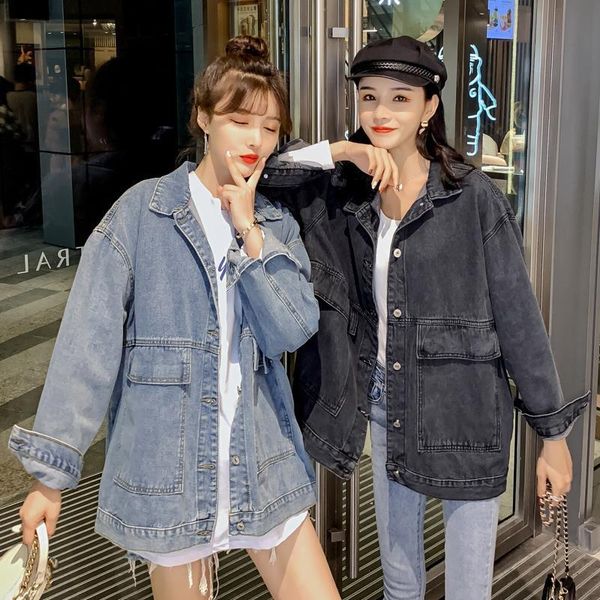 turn-down collar jean jacket for women loose casual preppy style jackets with pocket women jacket, Black;brown
turn-down collar jean jacket for women loose casual preppy style jackets with pocket women jacket, Black;brown