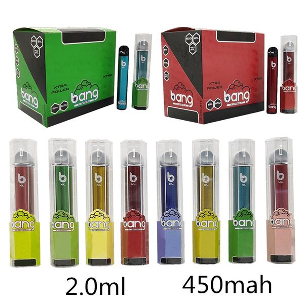 Bang XL Disposable Device 2.0ml Vape Pod Starter Kit Pre filled 450mah Battery 600puffs Empty Disposable Bang E-cigarettes 8 colors
Bang XL Disposable Device 2.0ml Vape Pod Starter Kit Pre filled 450mah Battery 600puffs Empty Disposable Bang E-cigarettes 8 colors