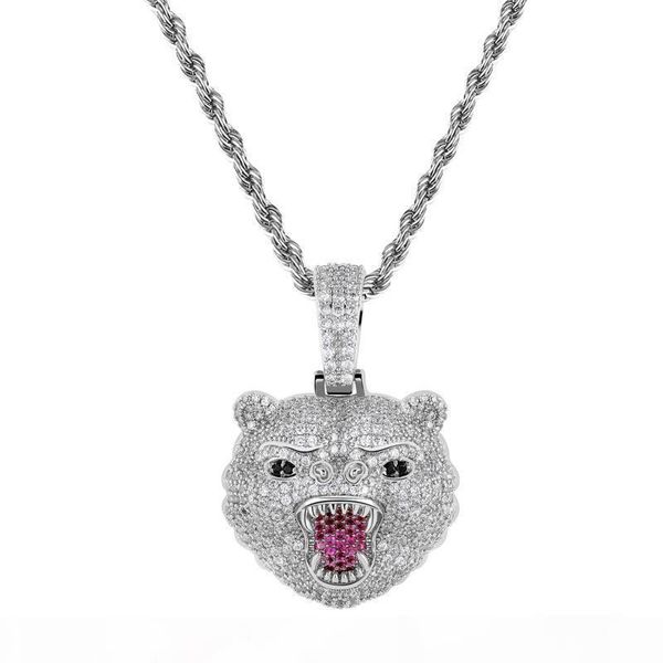 ревущие медведь ожерелье для мужчин полный алмазные животных шарм 18k позолоченный хип-хоп ювелирных изделий iced out hiphop подвески, Silver
ревущие медведь ожерелье для мужчин полный алмазные животных шарм 18k позолоченный хип-хоп ювелирных изделий iced out hiphop подвески, Silver