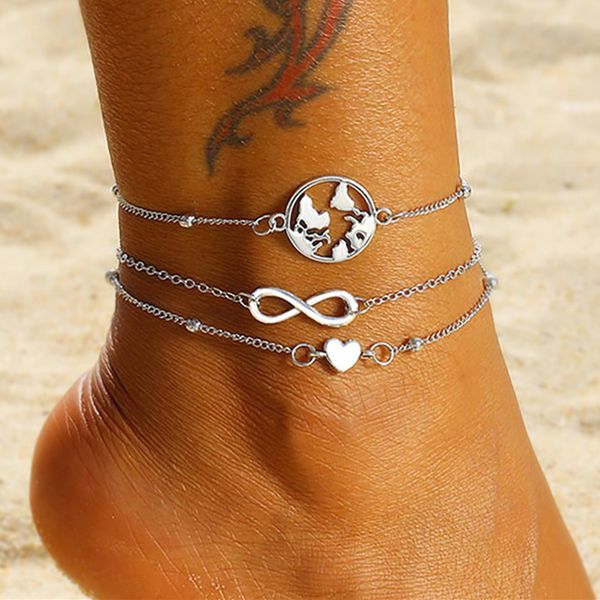 ankle chain map infinite heart pendant anklets for women summer beach barefoot sandals bracelet ankle on the leg female anklets t200714, Red;blue
ankle chain map infinite heart pendant anklets for women summer beach barefoot sandals bracelet ankle on the leg female anklets t200714, Red;blue