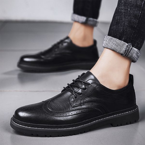 men dress shoes leather derby casual formal brand party wedding luxury men's oxford brogue alligator shoes business office, Black
men dress shoes leather derby casual formal brand party wedding luxury men's oxford brogue alligator shoes business office, Black