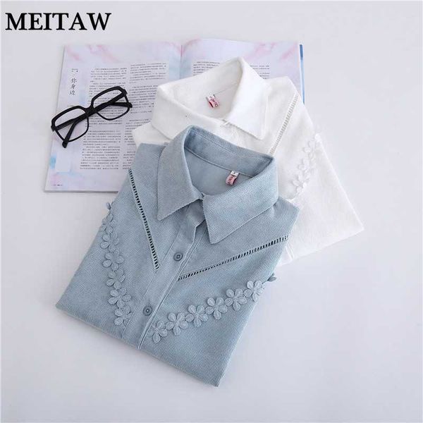 women's blouses & shirts autumn winter floral embroidery lace corduroy blouse shirt casual long sleeve turn down collar 2021 women kore, White
women's blouses & shirts autumn winter floral embroidery lace corduroy blouse shirt casual long sleeve turn down collar 2021 women kore, White