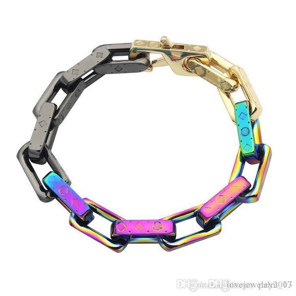luxury jewelry thick chain hip hop men bracelet titanium steel rose gold silver flower pattern designer bracelet with coloured printing, Golden;silver
luxury jewelry thick chain hip hop men bracelet titanium steel rose gold silver flower pattern designer bracelet with coloured printing, Golden;silver