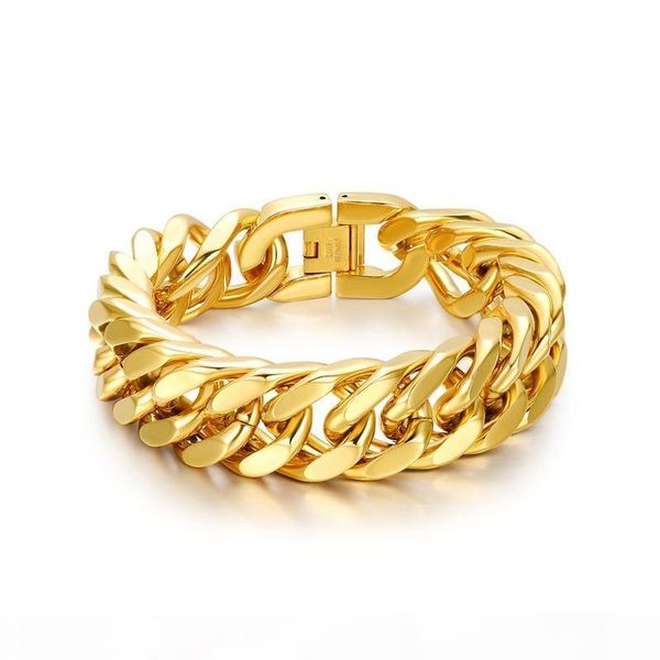 24k gold bracelet bangle chunky chain for men jewelry 316l stainless steel punk rock, Black
24k gold bracelet bangle chunky chain for men jewelry 316l stainless steel punk rock, Black