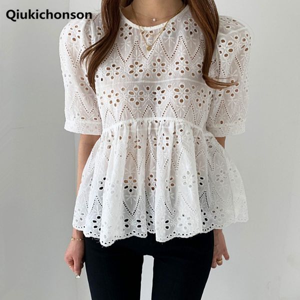women's blouses & shirts vintage style hollow out flower embroidery puff sleeve lace ladies summer women kawaii babydoll peplum ruffle, White
women's blouses & shirts vintage style hollow out flower embroidery puff sleeve lace ladies summer women kawaii babydoll peplum ruffle, White