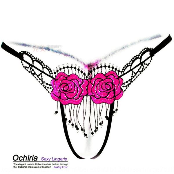 cf6u9 ouzi liya rose tassel transparent thong pants women's temptation 1325 ouzi liya underwear rose tassel transparent thong pants wom, Black;white