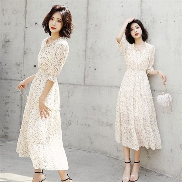 very fairy chiffon for women 2019 dresslong skirt dress new chic gentle hipster floral irregular medium-length dress, Black;gray 
very fairy chiffon for women 2019 dresslong skirt dress new chic gentle hipster floral irregular medium-length dress, Black;gray