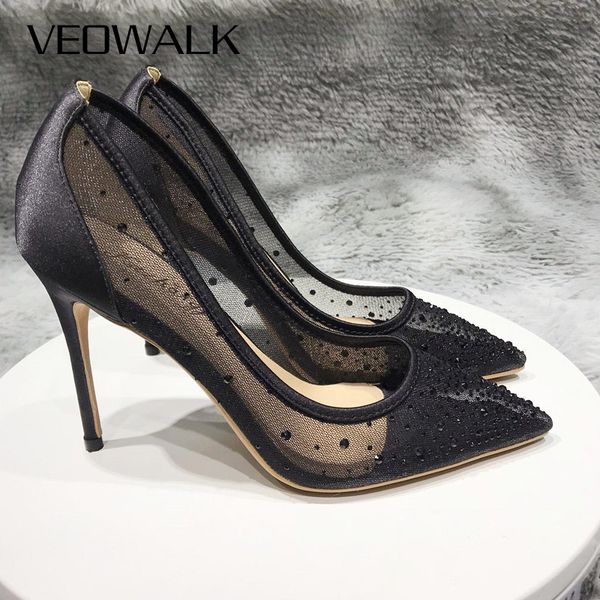 veowalk satin gauze patchwork women pointed toe high heels see-through pumps chic ladies party dress shoes black
veowalk satin gauze patchwork women pointed toe high heels see-through pumps chic ladies party dress shoes black