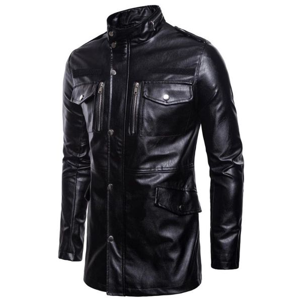 men's fur & faux autumn long-sleeved large size leather jacket stand collar pocket locomotive trendy, Black
men's fur & faux autumn long-sleeved large size leather jacket stand collar pocket locomotive trendy, Black
