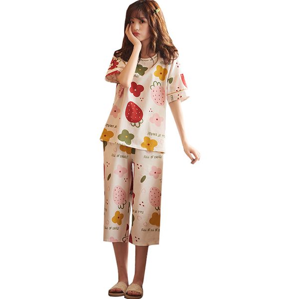 men's sleepwear women's modal pajamas summer cartoon cute short-sleeved cropped pants pullover plus size leisure, Black;brown
men's sleepwear women's modal pajamas summer cartoon cute short-sleeved cropped pants pullover plus size leisure, Black;brown