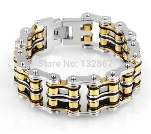 gold & black 162g heavy 21mm bike chain bracelet for biker 8.66 inch 316l stainless steel
gold & black 162g heavy 21mm bike chain bracelet for biker 8.66 inch 316l stainless steel