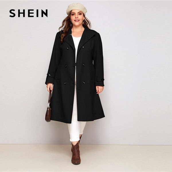 shein plus size black double button self tie coat women autumn winter waterfall neck solid elegant outwear long pea coats, Black;brown
shein plus size black double button self tie coat women autumn winter waterfall neck solid elegant outwear long pea coats, Black;brown