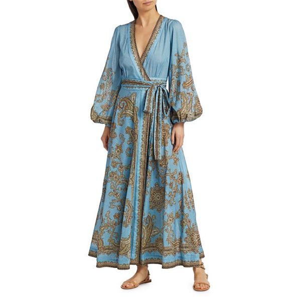 new arrival 2020 blue vintage printed long sleeve breast wrapping dress 200712xf01, Black;gray
new arrival 2020 blue vintage printed long sleeve breast wrapping dress 200712xf01, Black;gray