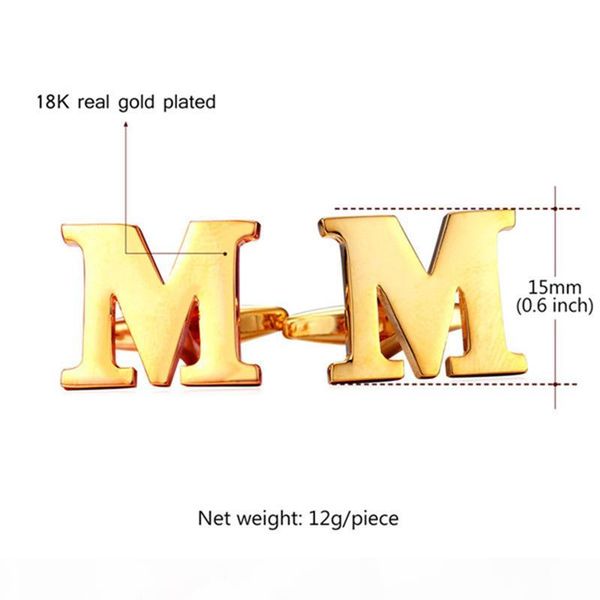 letter m cufflinks fashion platinum plated 18k real gold plated quality women men suit shirt cuff links, Silver
letter m cufflinks fashion platinum plated 18k real gold plated quality women men suit shirt cuff links, Silver