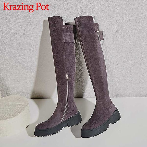 krazing pot cozy sheep suede fashion streetwear round toe high heels thick bottom winter warm women zipper thigh high boots l05, Black
krazing pot cozy sheep suede fashion streetwear round toe high heels thick bottom winter warm women zipper thigh high boots l05, Black