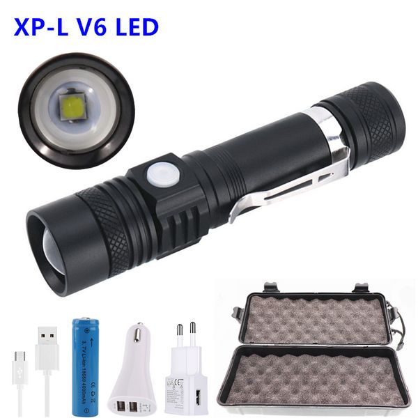 flashlights torches ultra bright led xp-l v6 lamp beads waterproof torch zoomable 3 lighting modes multi-function usb charging
flashlights torches ultra bright led xp-l v6 lamp beads waterproof torch zoomable 3 lighting modes multi-function usb charging