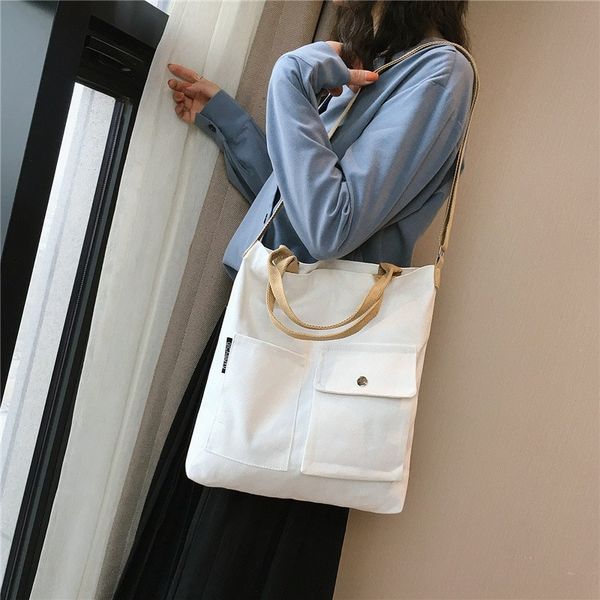 hanchao canvas women's shoulder large capacity messenger bag all-match fashion shopping single shoulder hand bag, White
hanchao canvas women's shoulder large capacity messenger bag all-match fashion shopping single shoulder hand bag, White