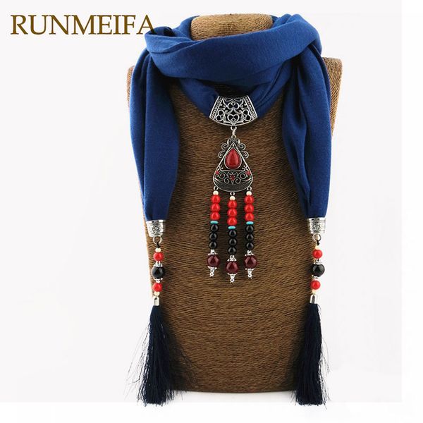 runmeifa new polyester ceramic beads jewelry necklace national wind scarf with alloy flower pendant tassel scarf, Silver
runmeifa new polyester ceramic beads jewelry necklace national wind scarf with alloy flower pendant tassel scarf, Silver