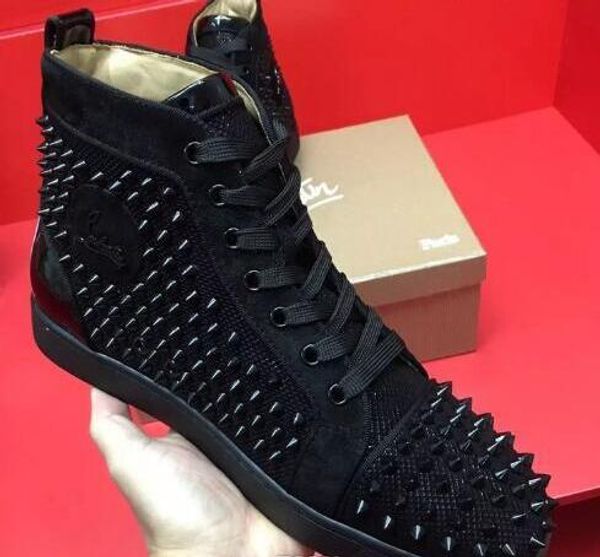 2019 new luxury designer sneakers men women casual shoes party dress high-cut studded spikes platforms red bottom trainers shoes, Black
2019 new luxury designer sneakers men women casual shoes party dress high-cut studded spikes platforms red bottom trainers shoes, Black