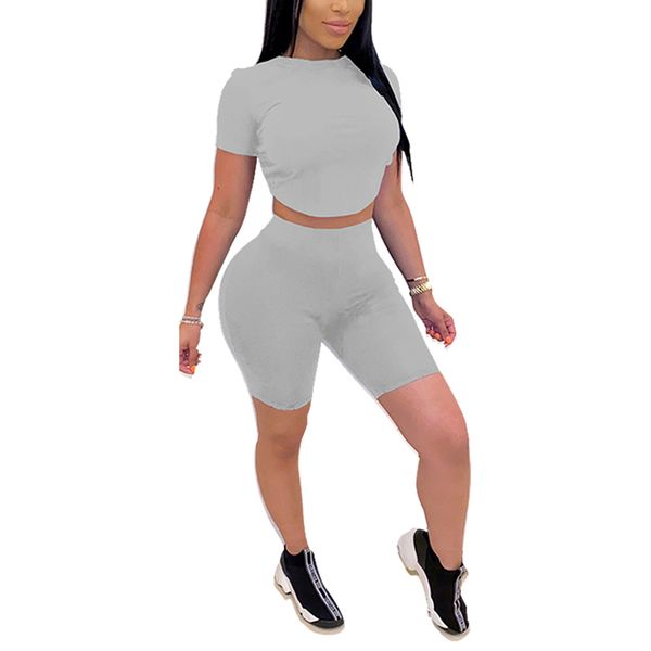 women 2 pcs casual outfits sets open back short sleeve crop + tight high waist short pants sport clothes for women, White;black
women 2 pcs casual outfits sets open back short sleeve crop + tight high waist short pants sport clothes for women, White;black