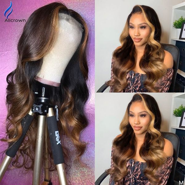 alicrown highlight ombre body wave lace front human hair wigs13*6 150% density pre-pluckedwith baby hair non-remy bleached knots, Black
alicrown highlight ombre body wave lace front human hair wigs13*6 150% density pre-pluckedwith baby hair non-remy bleached knots, Black