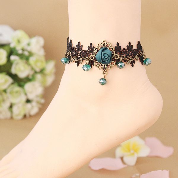 2020 european and american retro fashion foot chain beautiful rose black lace foot jewelry wholesale, Red;blue
2020 european and american retro fashion foot chain beautiful rose black lace foot jewelry wholesale, Red;blue
