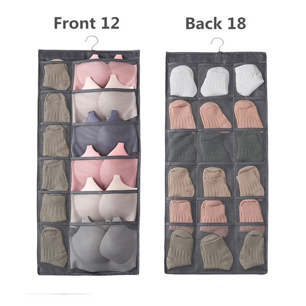 wall hanging storage bag wardrobe organizer double side underwear bra socks sorting bag bedroom hanging storage pouch organiser 
wall hanging storage bag wardrobe organizer double side underwear bra socks sorting bag bedroom hanging storage pouch organiser