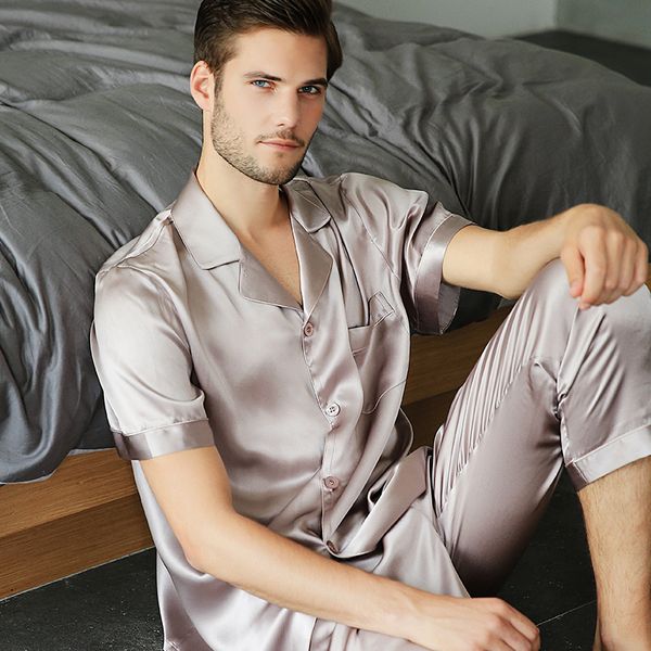 men's sleepwear 100% silk pajamas men pure natural real mulberry pyjamas spring summer short sleeve nightwear, Black;brown
men's sleepwear 100% silk pajamas men pure natural real mulberry pyjamas spring summer short sleeve nightwear, Black;brown