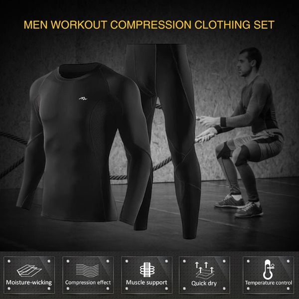 gym sports men 2pcs workout clothes set quick dry long sleeve compression shirt and pants set fitness running suits, Black;blue
gym sports men 2pcs workout clothes set quick dry long sleeve compression shirt and pants set fitness running suits, Black;blue