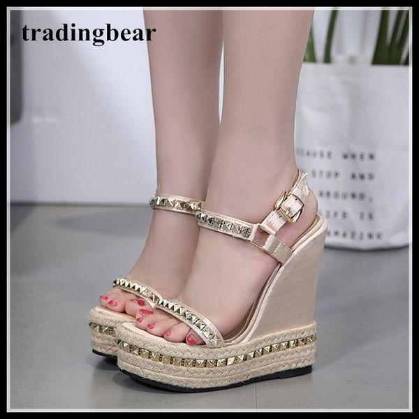 15cm chic beige rivets straw woven platform wedges sandals beige super high heels luxury designer shoes 2019 size 35 to 40, Black
15cm chic beige rivets straw woven platform wedges sandals beige super high heels luxury designer shoes 2019 size 35 to 40, Black