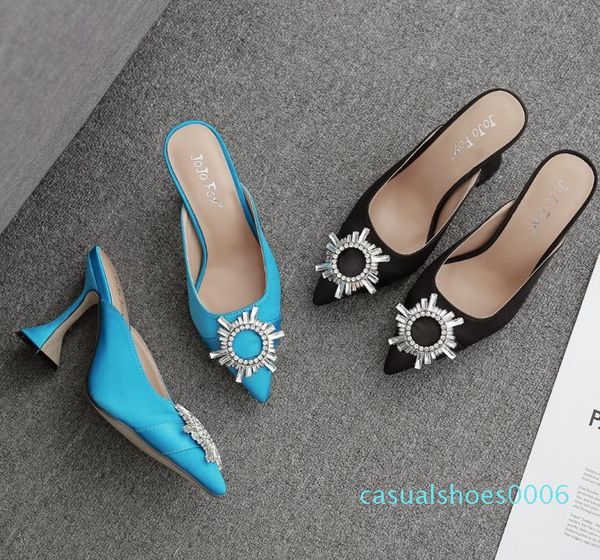size 35 to 41 fashion designer pumps 9cm black blue mules with crystal flower bridal wedding shoes c06
size 35 to 41 fashion designer pumps 9cm black blue mules with crystal flower bridal wedding shoes c06