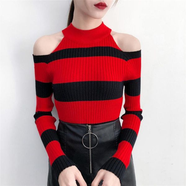 2020 new striped pullovers sweaters women knitted off shoulder soft slim pullover sweater female full sleeve clothing gt367, White;black
2020 new striped pullovers sweaters women knitted off shoulder soft slim pullover sweater female full sleeve clothing gt367, White;black