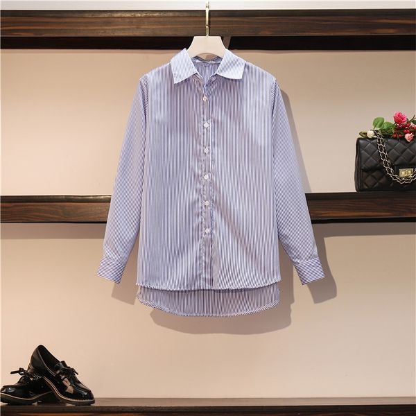3240 korean and japanese blue striped women's design sense niche stacked women's long shirt sleeve shirt, White
3240 korean and japanese blue striped women's design sense niche stacked women's long shirt sleeve shirt, White