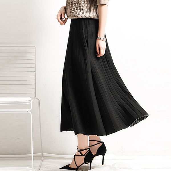pleated skirt women autumn winter high waist solid color korean long striped vintage sweet muslim knit harajuku wrinkle skirt, Black
pleated skirt women autumn winter high waist solid color korean long striped vintage sweet muslim knit harajuku wrinkle skirt, Black