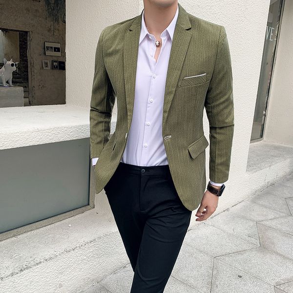 men's suits & blazers 2021 fashion casual striped suit youth slim handsome, White;black
men's suits & blazers 2021 fashion casual striped suit youth slim handsome, White;black