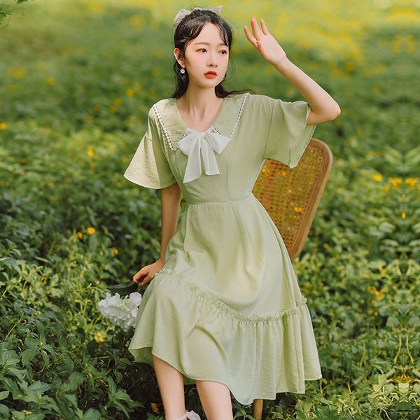 2020 summer new fashion women's dress lace flounced doll collar waist dress doll skirt slimming short sleeve skirt, Black;gray
2020 summer new fashion women's dress lace flounced doll collar waist dress doll skirt slimming short sleeve skirt, Black;gray