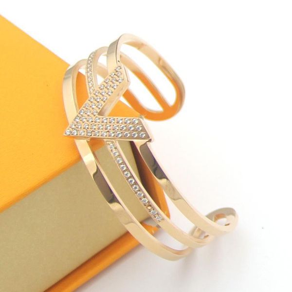 luxury fashion v letter style cuff bracelet stainless steel bangles for women jewelry crystal charm love bracelets men, White
luxury fashion v letter style cuff bracelet stainless steel bangles for women jewelry crystal charm love bracelets men, White