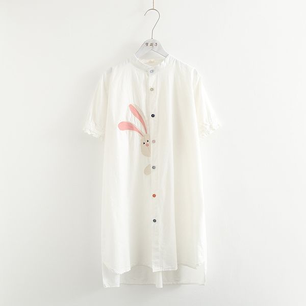 summer new style small fresh cartoon shy embroidery short sleeve shirt women, White
summer new style small fresh cartoon shy embroidery short sleeve shirt women, White