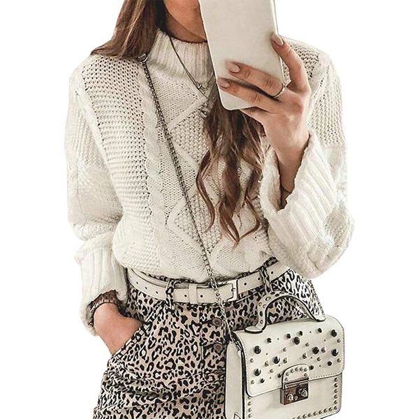 white round neck pullover women's long-sleeved sweater knitted warm sweater solid color autumn and winter women, White;black
white round neck pullover women's long-sleeved sweater knitted warm sweater solid color autumn and winter women, White;black