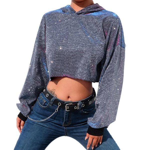 women grey silver glitter hoodies, fashion long sleeve cropped hooded sweatshirts, Black
women grey silver glitter hoodies, fashion long sleeve cropped hooded sweatshirts, Black