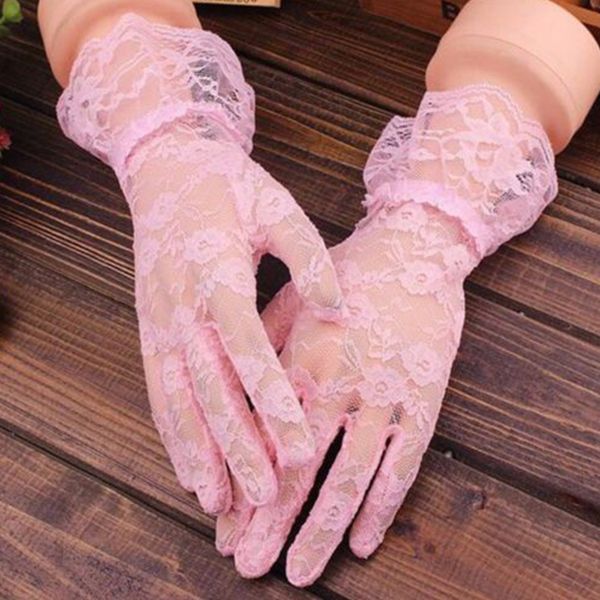 lace women solid sun protection pink finger gloves elegant hand accessories black hollow-out party mittens, Silver
lace women solid sun protection pink finger gloves elegant hand accessories black hollow-out party mittens, Silver