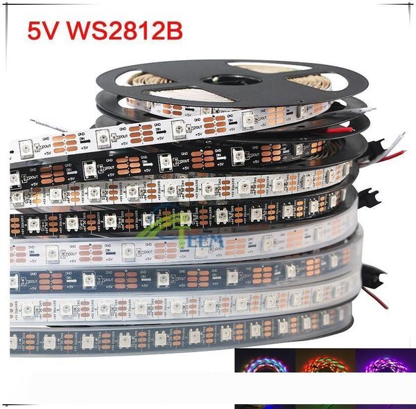 

5m 60 LEDs m WS2812B WS2812 Pixels White PCB Waterproof WS2811 IC 5050 RGB SMD Digital Color Flexible LED Strip Light 5V 00000