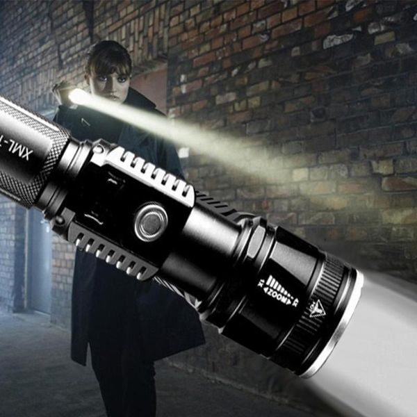 Usb Rechargeable Torch Zoom Led Hand Light Cycling Waterproof Phone Charger Hiking Portable