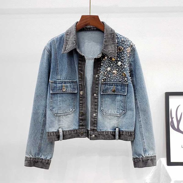 2020 autumn new denim jacket women fashion beading rivet short jeans jacket vintage loose denim outerwear women streetwear h452, Black;brown
2020 autumn new denim jacket women fashion beading rivet short jeans jacket vintage loose denim outerwear women streetwear h452, Black;brown