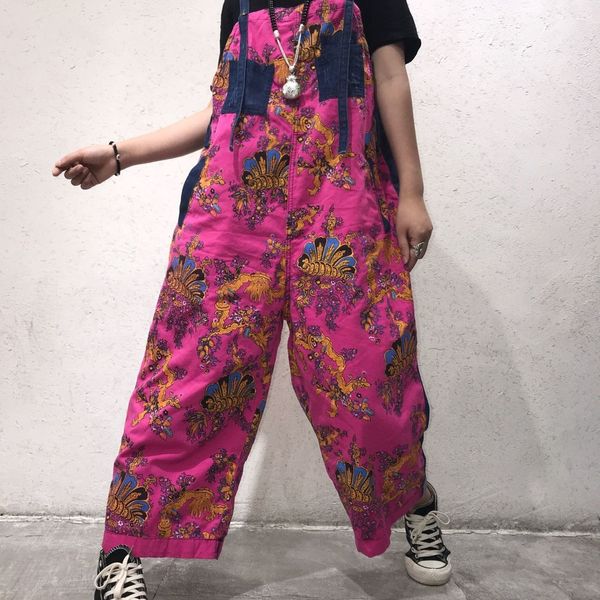 neunw march spring and summer new ethnic style printed suspender pants women's loose wide leg jeans strap sling sling stitching suspend, Blue
neunw march spring and summer new ethnic style printed suspender pants women's loose wide leg jeans strap sling sling stitching suspend, Blue